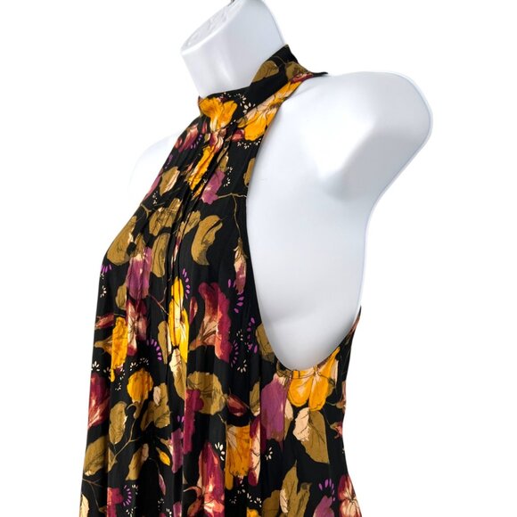 Intimately Free People Beaux Floral Halter Slip Mini Dress XS Black Multicolor - Picture 3 of 10